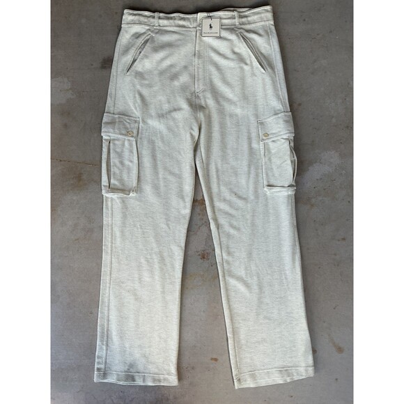 Vintage Polo Ralph Lauren Country Cargo Sweat Casual Pants Mens Size L Stone NEW - Picture 1 of 13